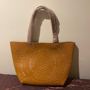 Brown tote with gold NWT